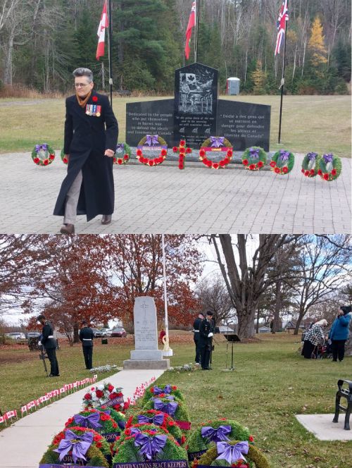 Top photo: Remembrance services in Plevna; Bottom: Services in Verona